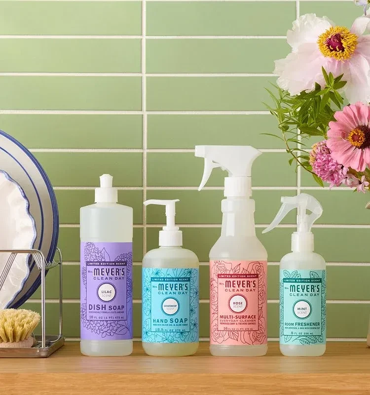 Mrs. Meyer's Clean Day products on a kitchen counter